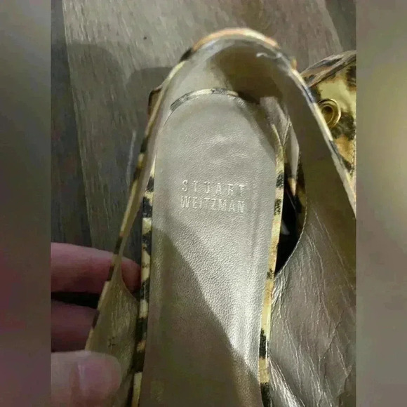 Stuart Weitzman Leopard Print Peep Toe Flats size 9 1/2M - Picture 4 of 11